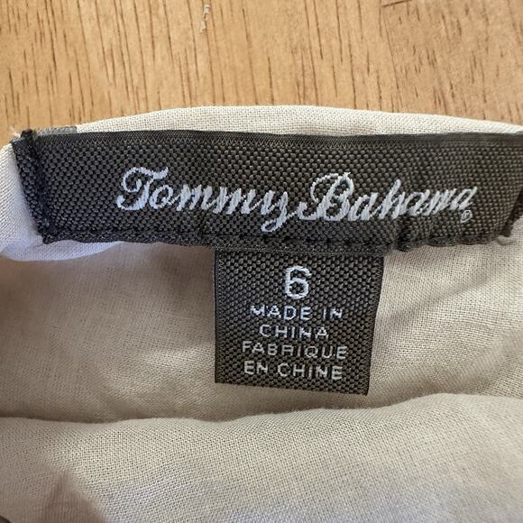 Tommy Bahama Skirt Womens 6 Khaki Linen Two Palms Tiered Ruffle Raw Edged Trim - Picture 3 of 8